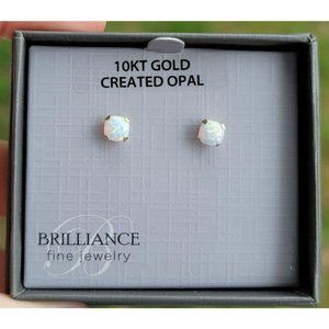 10K Gold Opal Stud Earrings